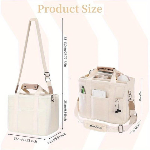 Canvas Tote Bag with Multi Pockets Large Tote Bags for Women, Everything Tote Bag Large Capacity Bag Canvas Crossbody Handbag Shoulder Bag