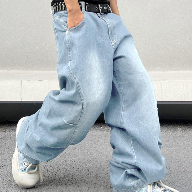 Wide Leg Jeans Hip Hop Baggy Denim Pants Y2K Streetwear Jeans