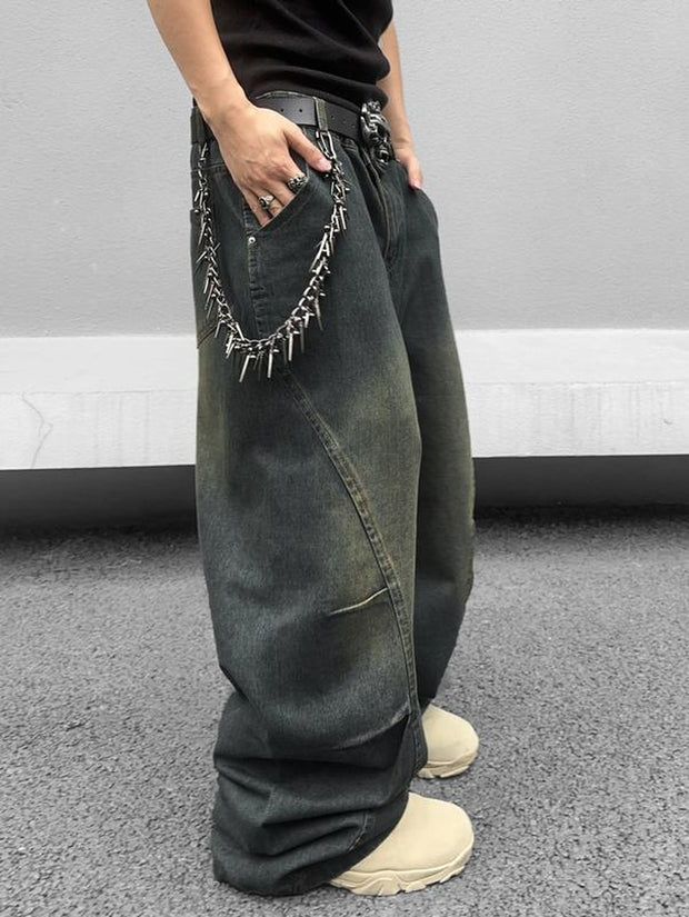 Wide Leg Jeans Hip Hop Baggy Denim Pants Y2K Streetwear Jeans