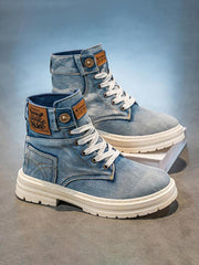 Men's Stylish Denim Lace-Up Ankle Boots