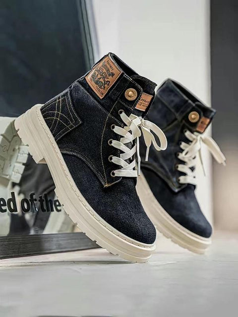 Men's Stylish Denim Lace-Up Ankle Boots