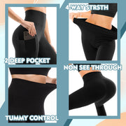 High Waisted Leggings with Pockets Women, Buttery Soft Elastic Tummy Control Stretchy Yoga Pants